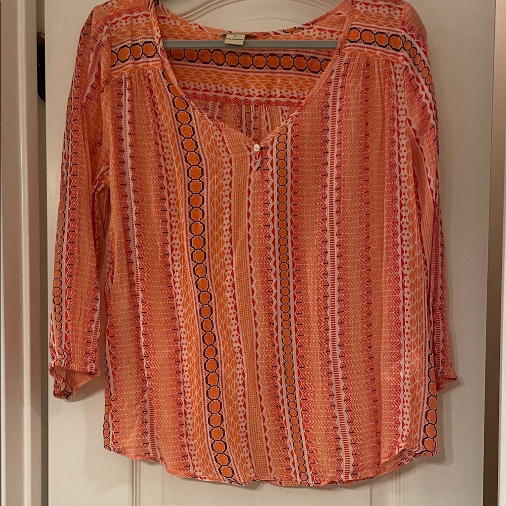 Lucky Brand Orange Patterned Blouse